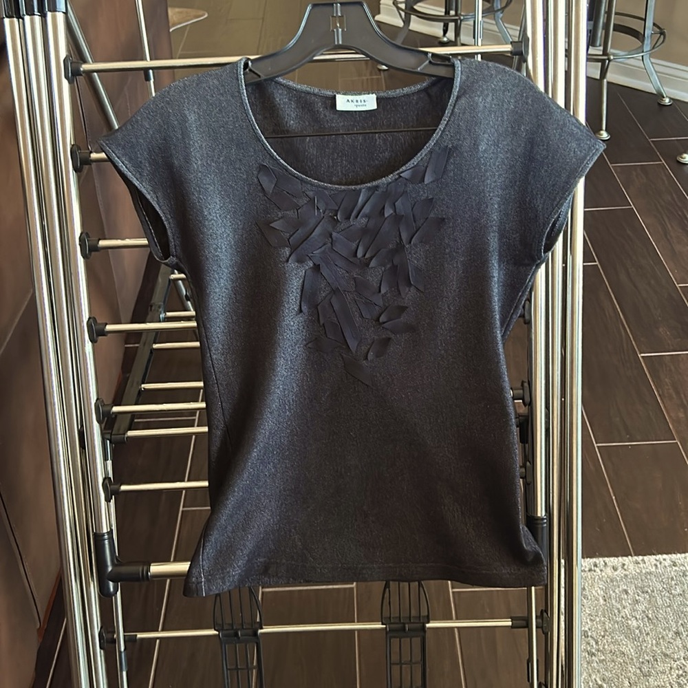 Akris Punto black denim top with applications in like new condition